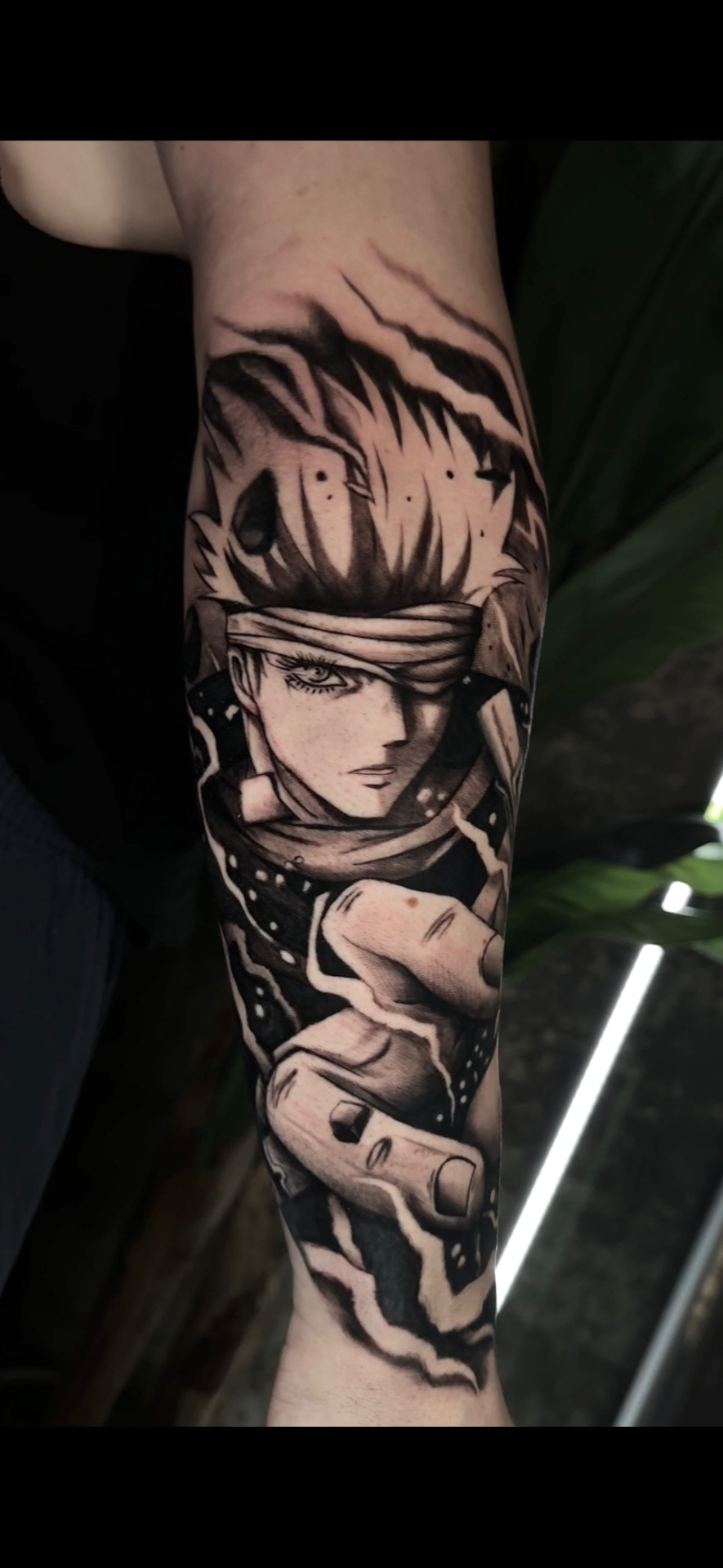 Anime Warrior — black & grey anime · forearm
