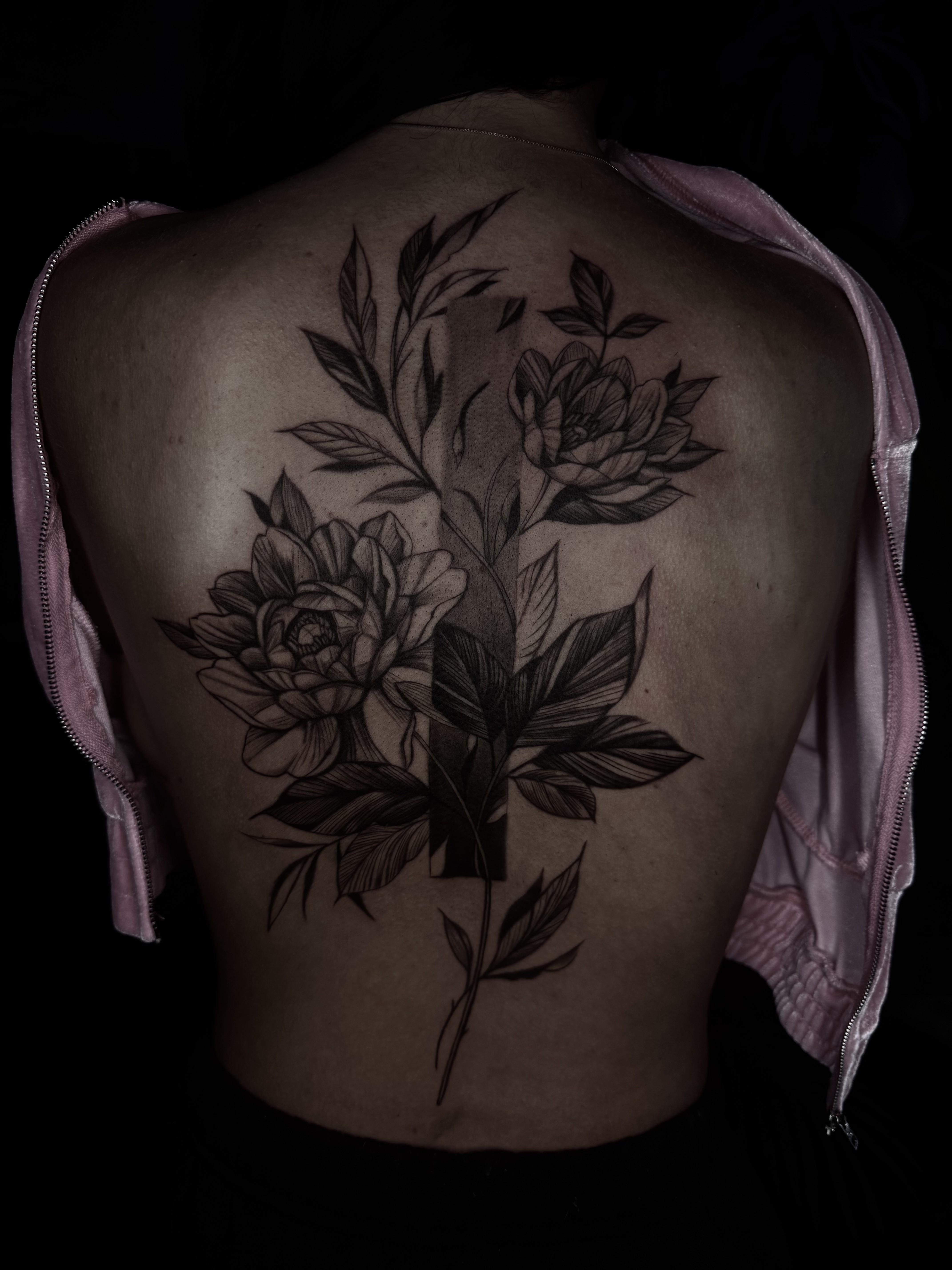 Peonies In Bloom — floral back piece