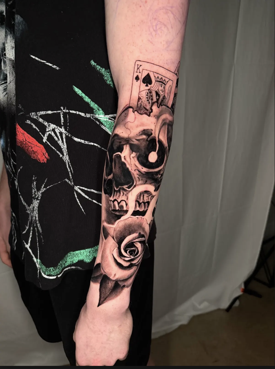 King of spades skull & rose