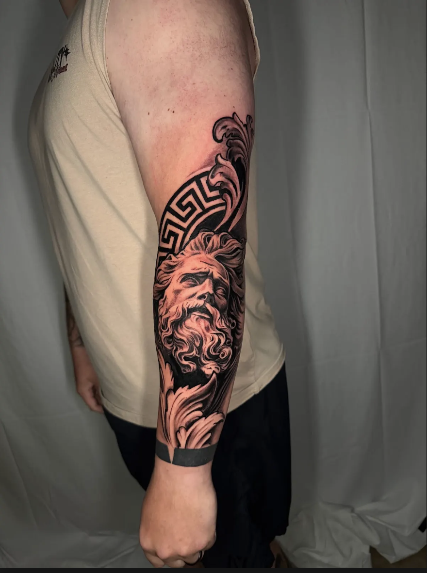 Zeus & Greek key inner arm